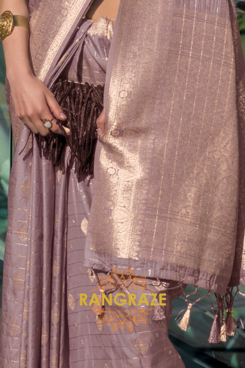 Mauve Elegance Handloom Banarasi Silk Sare