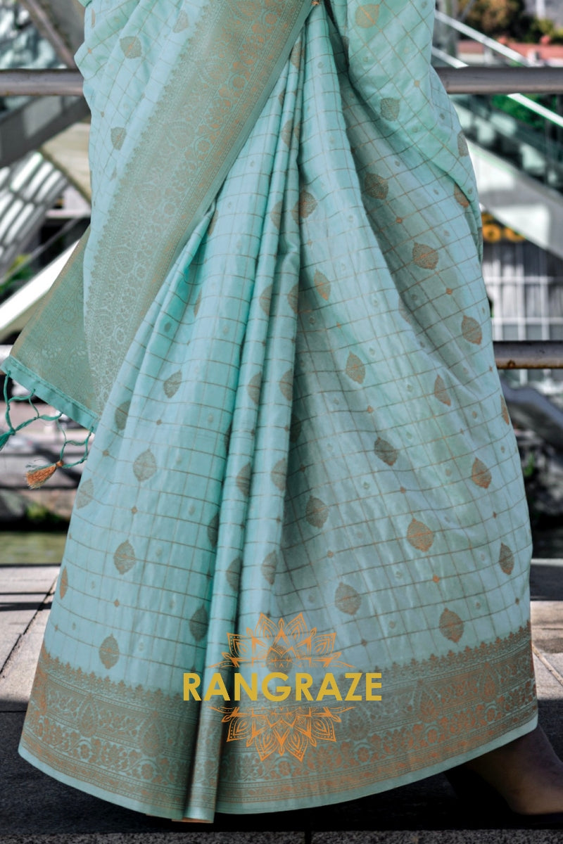 Sky Serenity Handloom Banarasi Silk Saree