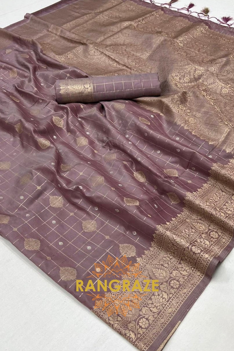 Mauve Elegance Handloom Banarasi Silk Sare
