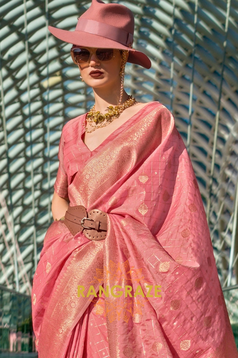 Rose Blush Handloom Banarasi Silk Saree