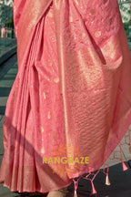 Rose Blush Handloom Banarasi Silk Saree