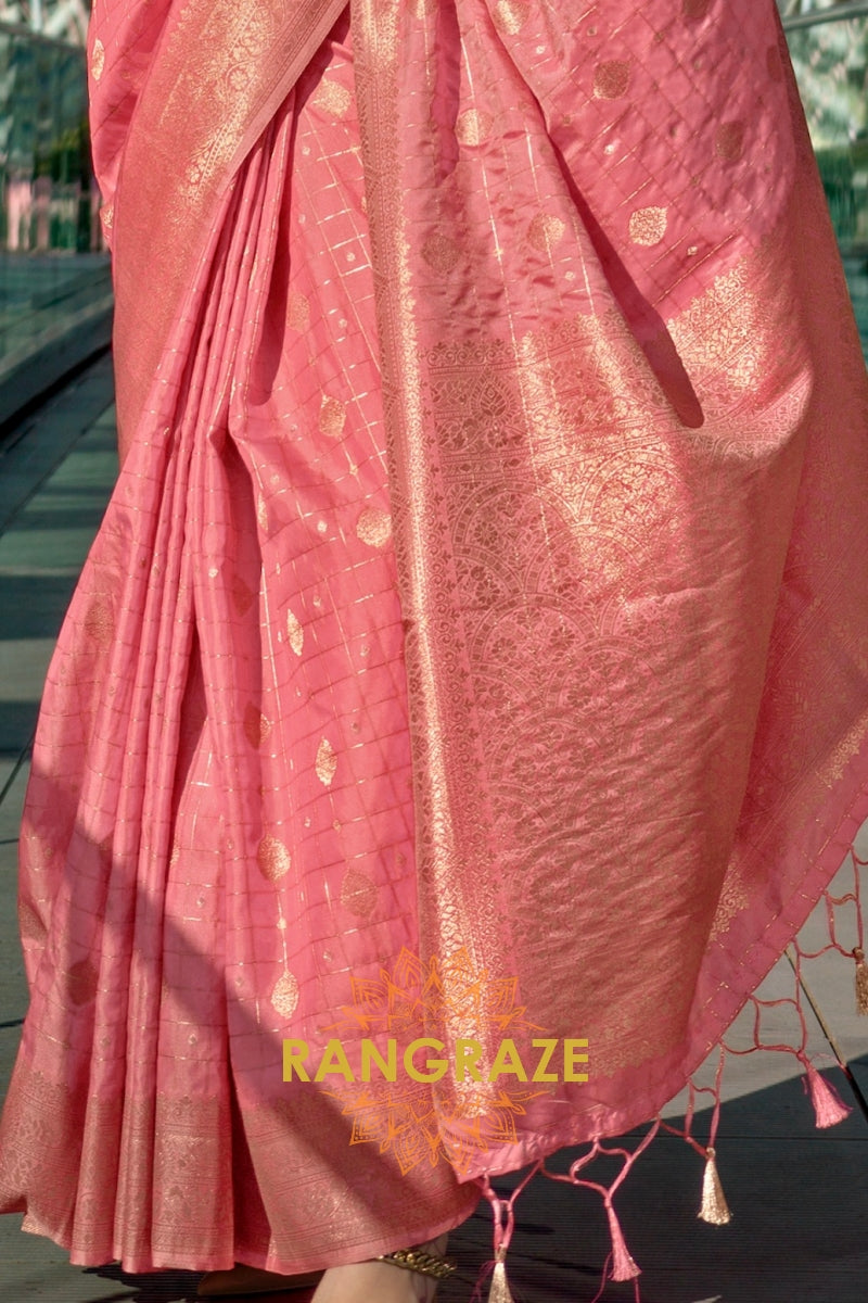 Rose Blush Handloom Banarasi Silk Saree