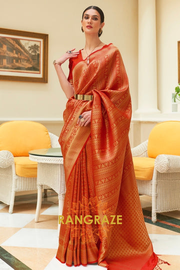 Charming Red Woven Kanjivaram Silk Saree