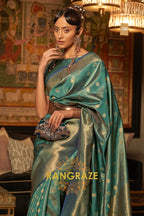 Imperial Royal Blue Woven Banarasi Silk Saree