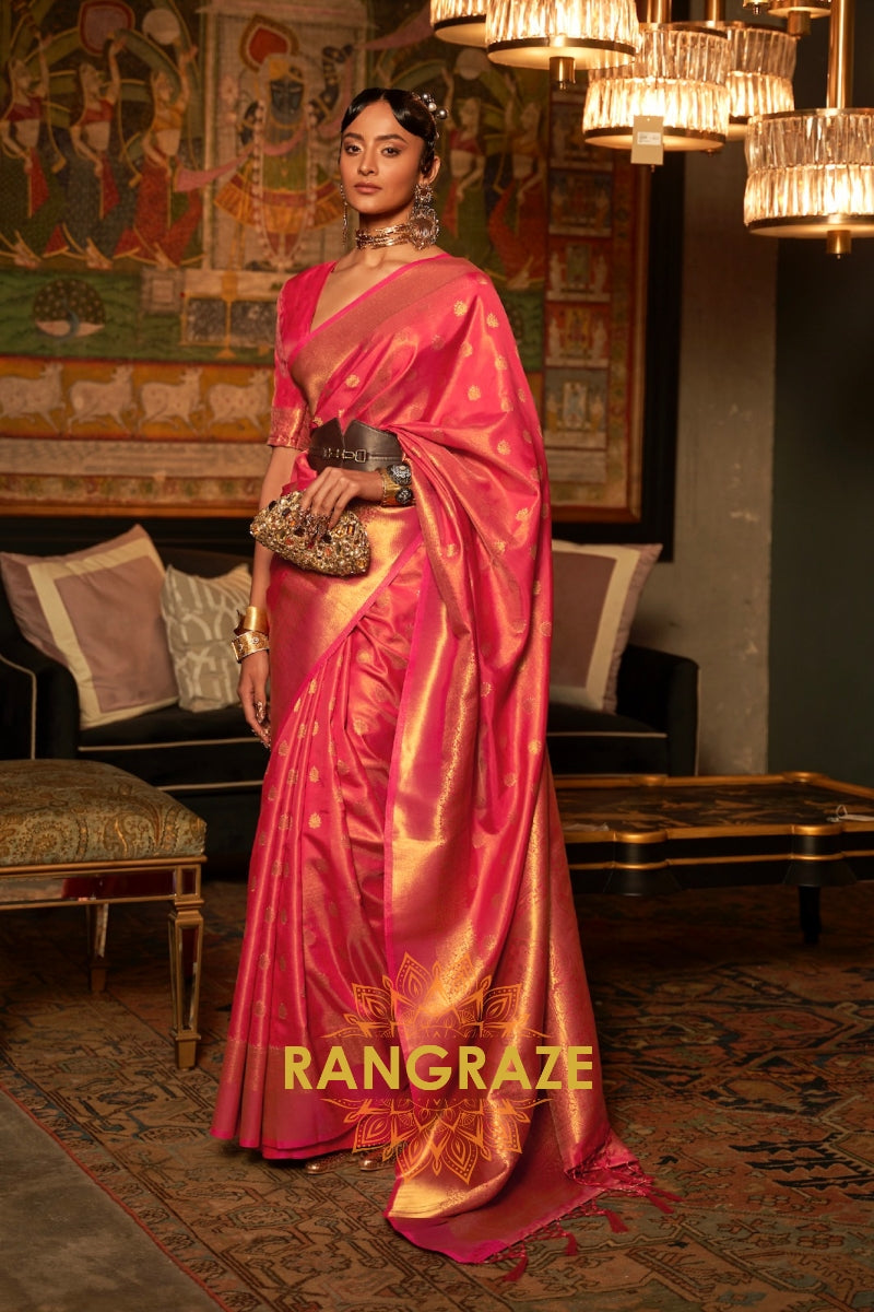 Imperial Royal Magenta Woven Banarasi Silk Saree