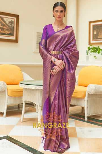 Purple Paradise Woven Kanjivaram Silk Saree