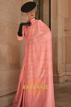 Orchid Peach Pure Satin Handloom Weaving Banarasi Silk Saree