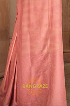 Orchid Peach Pure Satin Handloom Weaving Banarasi Silk Saree