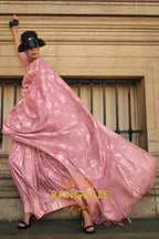 Pink Pearl Gota Handloom Weaving Silk Banarasi Saree