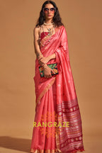 Prism Puce Pink Woven Banarasi Silk Saree