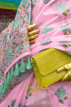 Floral Pink Parsi Weaved Cotton Silk Saree