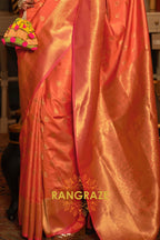 Imperial Royal Orange Woven Banarasi Silk Saree
