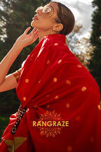 Brick Red Woven Banarasi Khaddi Silk Saree