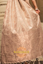 Golden Beige Gota Handloom Weaving Silk Banarasi Saree
