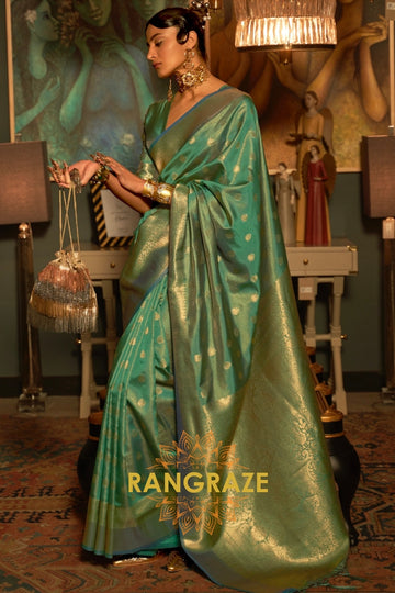 Imperial Royal Green Woven Banarasi Silk Saree