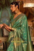 Imperial Royal Green Woven Banarasi Silk Saree