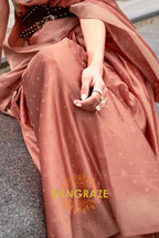Allure Peach Woven Satin Silk Saree With Brocade Blouse