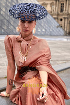 Allure Peach Woven Satin Silk Saree With Brocade Blouse