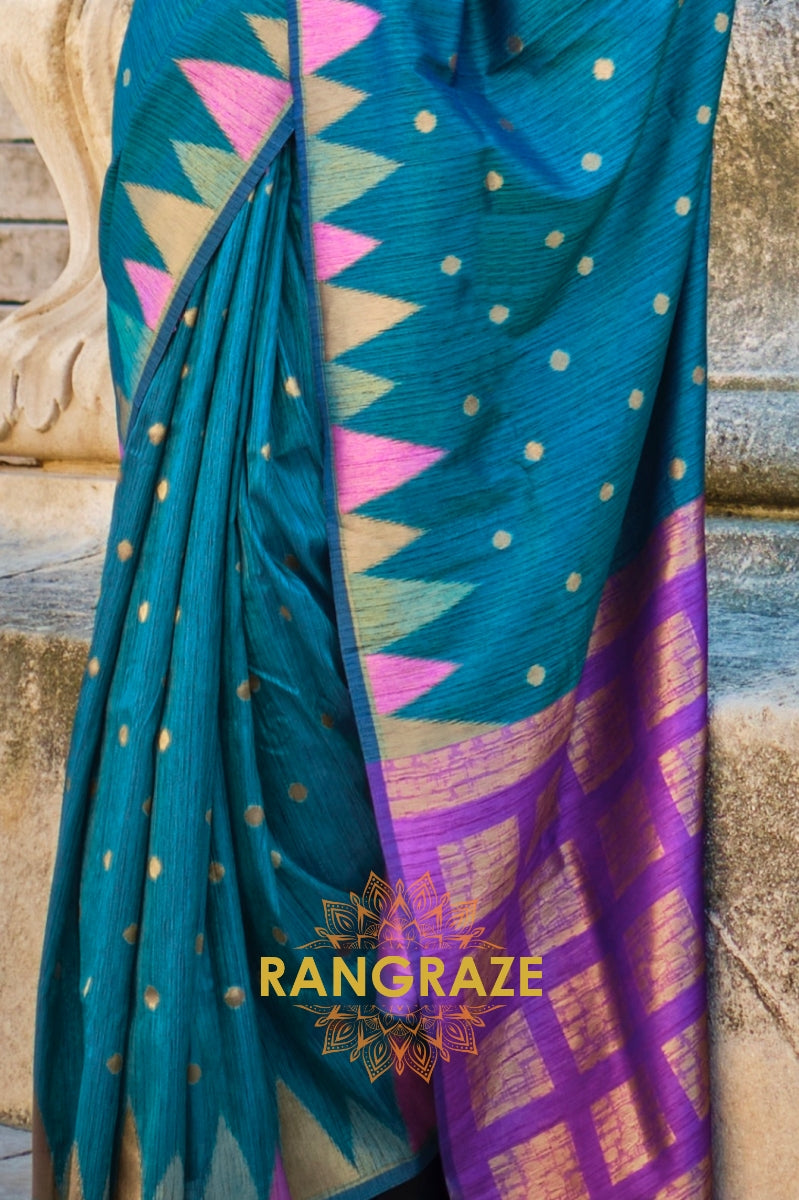 Cerulean Blue Woven Banarasi Khaddi Silk Saree