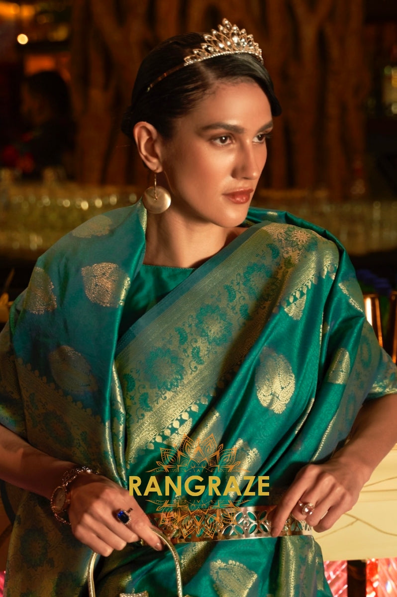 Crimson Red Woven Banarasi Brocade Silk Saree