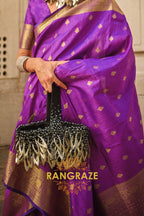 Iris Purple Woven Banarasi Khaddi Silk Saree
