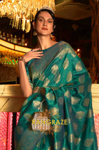 Crimson Red Woven Banarasi Brocade Silk Saree