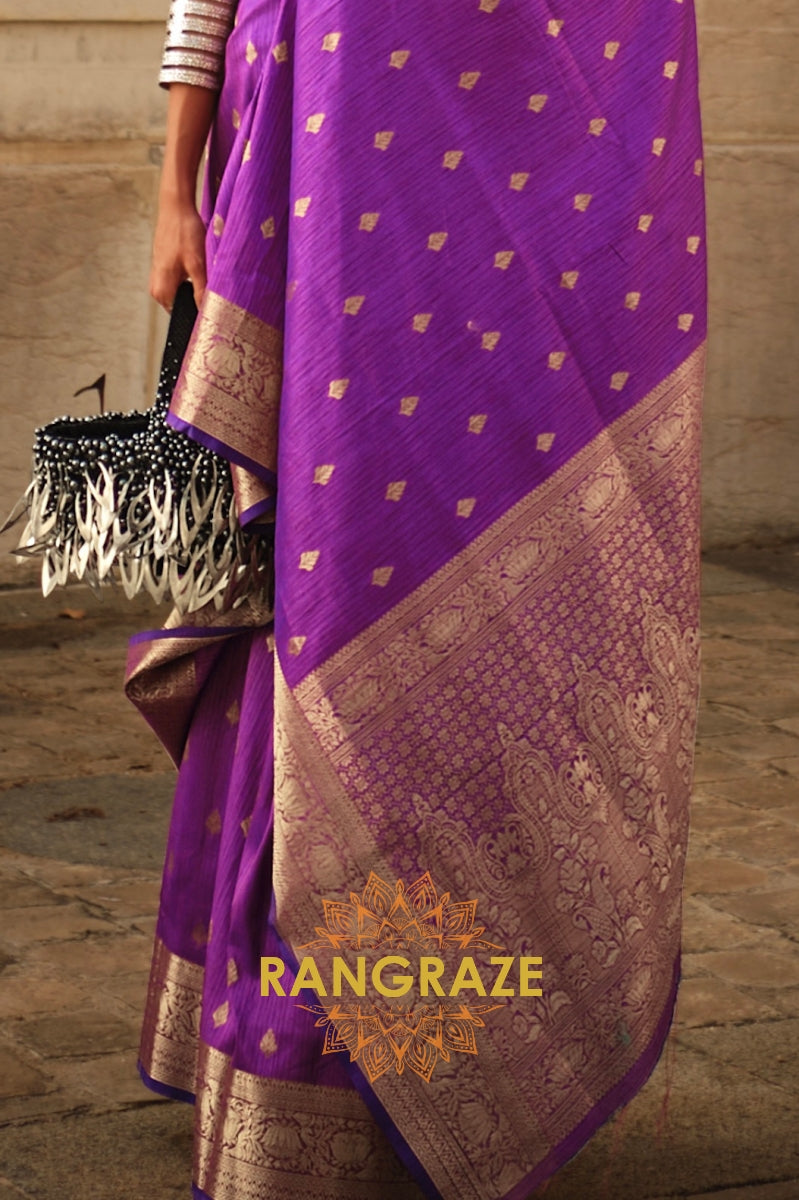 Iris Purple Woven Banarasi Khaddi Silk Saree