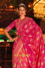 Ruby Red Woven Banarasi Brocade Silk Saree