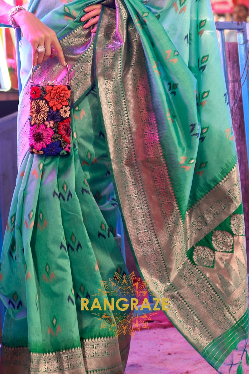 Princess Blue Woven Banarasi Soft Silk Saree