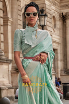 Allure Green Woven Satin Silk Saree With Brocade Blouse