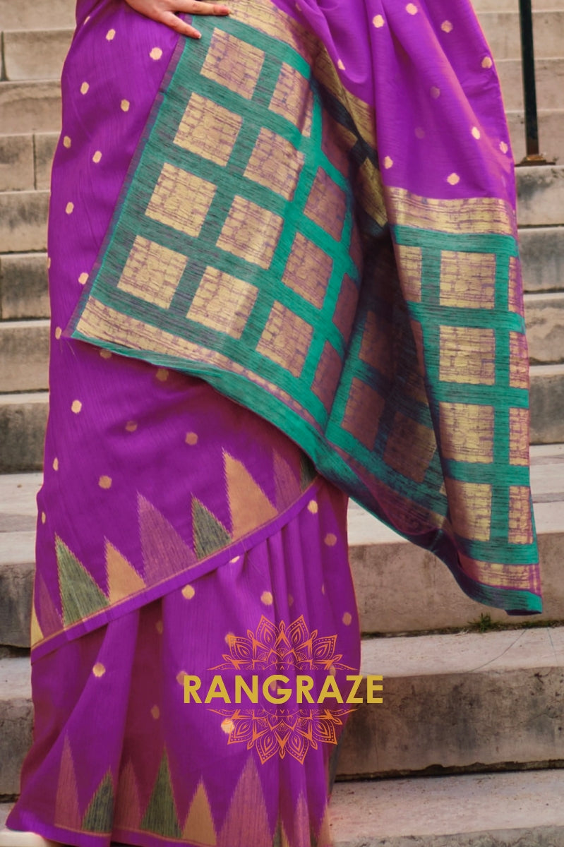 Princess Purple Woven Banarasi Khaddi Silk Saree