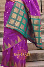 Princess Purple Woven Banarasi Khaddi Silk Saree