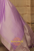 Royal Purple Pure Satin Handloom Weaving Silk Banarasi Saree