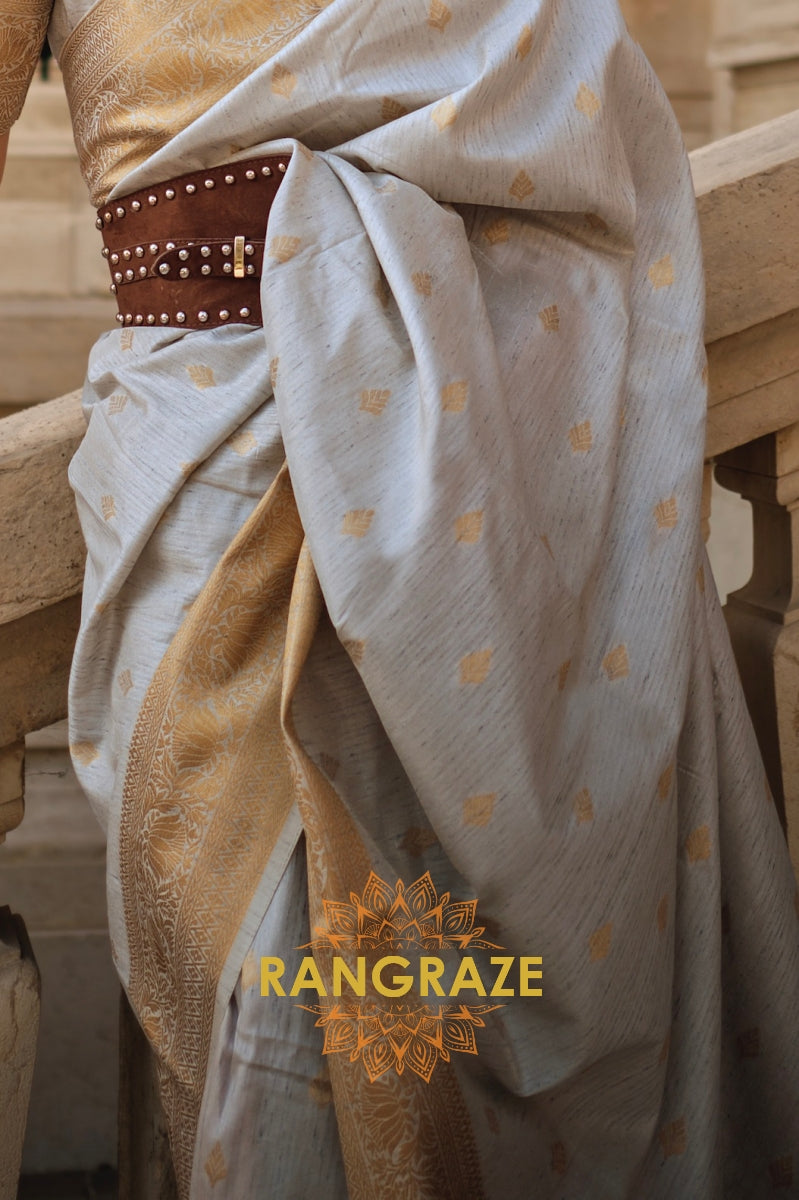 Arctic Blue Woven Banarasi Khaddi Silk Saree