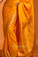 Sparkling Yellow Dual Tone Banarasi Satin Silk Saree