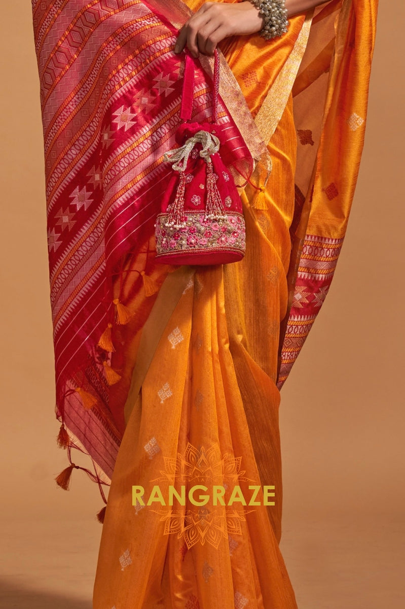 Prism Yellow Woven Banarasi Silk Saree