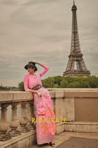 Rajwada Pink Kashmiri Organza Handloom Weaving