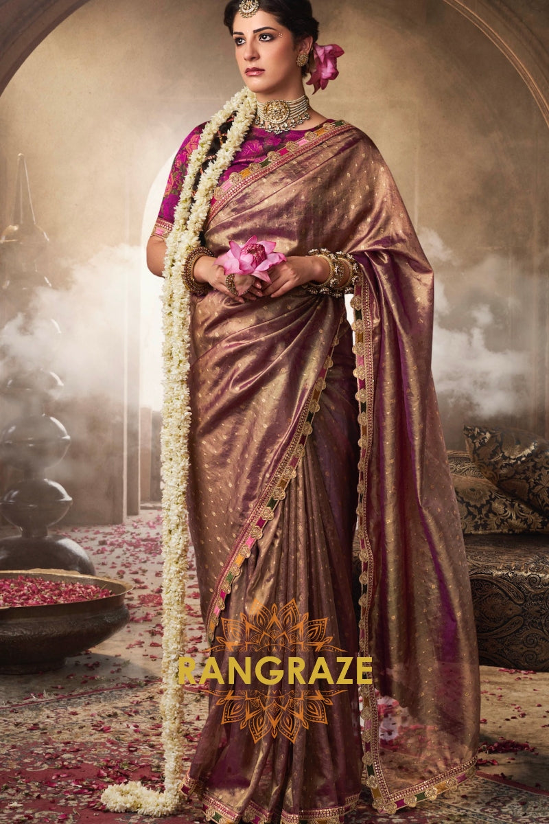 Royal Orchid Tissue Saree with Rich Magenta Blouse