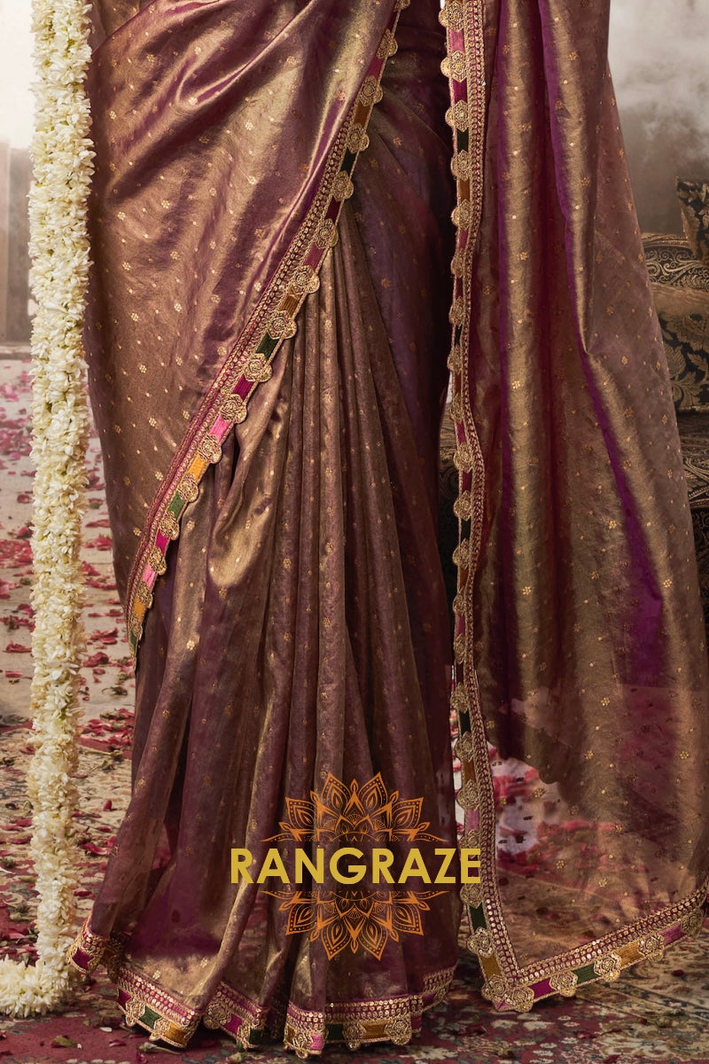 Royal Orchid Tissue Saree with Rich Magenta Blouse