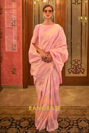 Dewan Pink Woven Banarasi Brocade All Season Saree