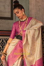 Beige Dual Tone Festive Kanjivaram Silk Saree