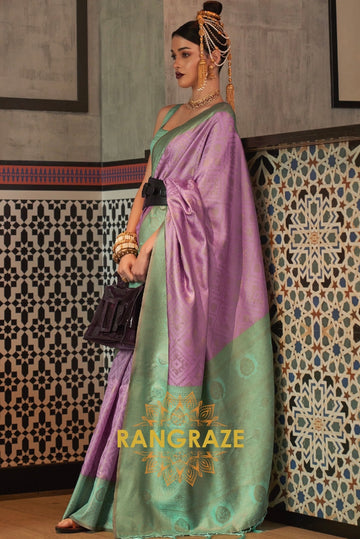 Lavender Dual Tone Festive Kanjivaram Silk Saree