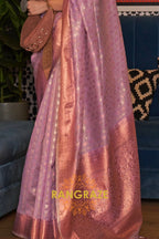 Mystic Lilac Lavender Banarasi Tissue Woven Silk Saree