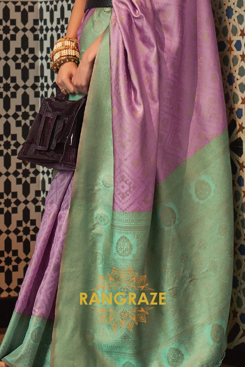 Lavender Dual Tone Festive Kanjivaram Silk Saree