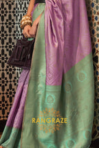 Lavender Dual Tone Festive Kanjivaram Silk Saree