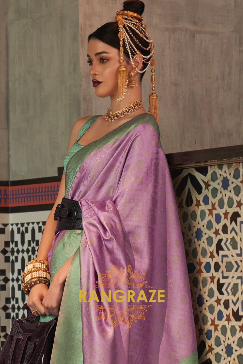 Lavender Dual Tone Festive Kanjivaram Silk Saree