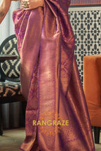 Royal Purple Woven Kanjivaram Brocade Silk Saree