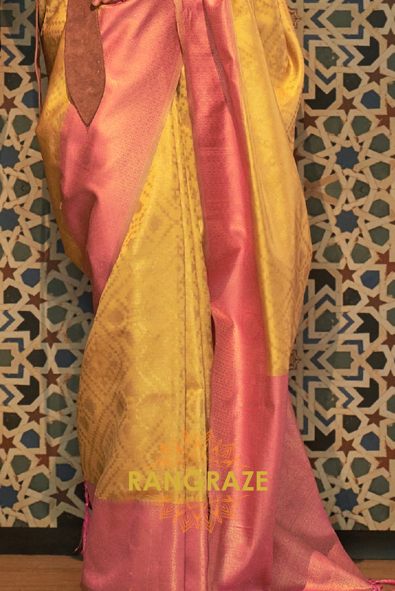 Golden Dual Tone Festive Kanjivaram Silk Saree