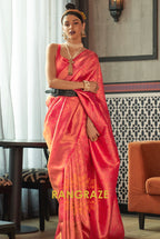 Royal Red Woven Kanjivaram Brocade Silk Saree