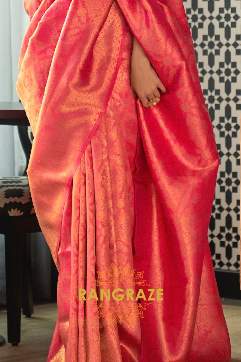 Royal Red Woven Kanjivaram Brocade Silk Saree